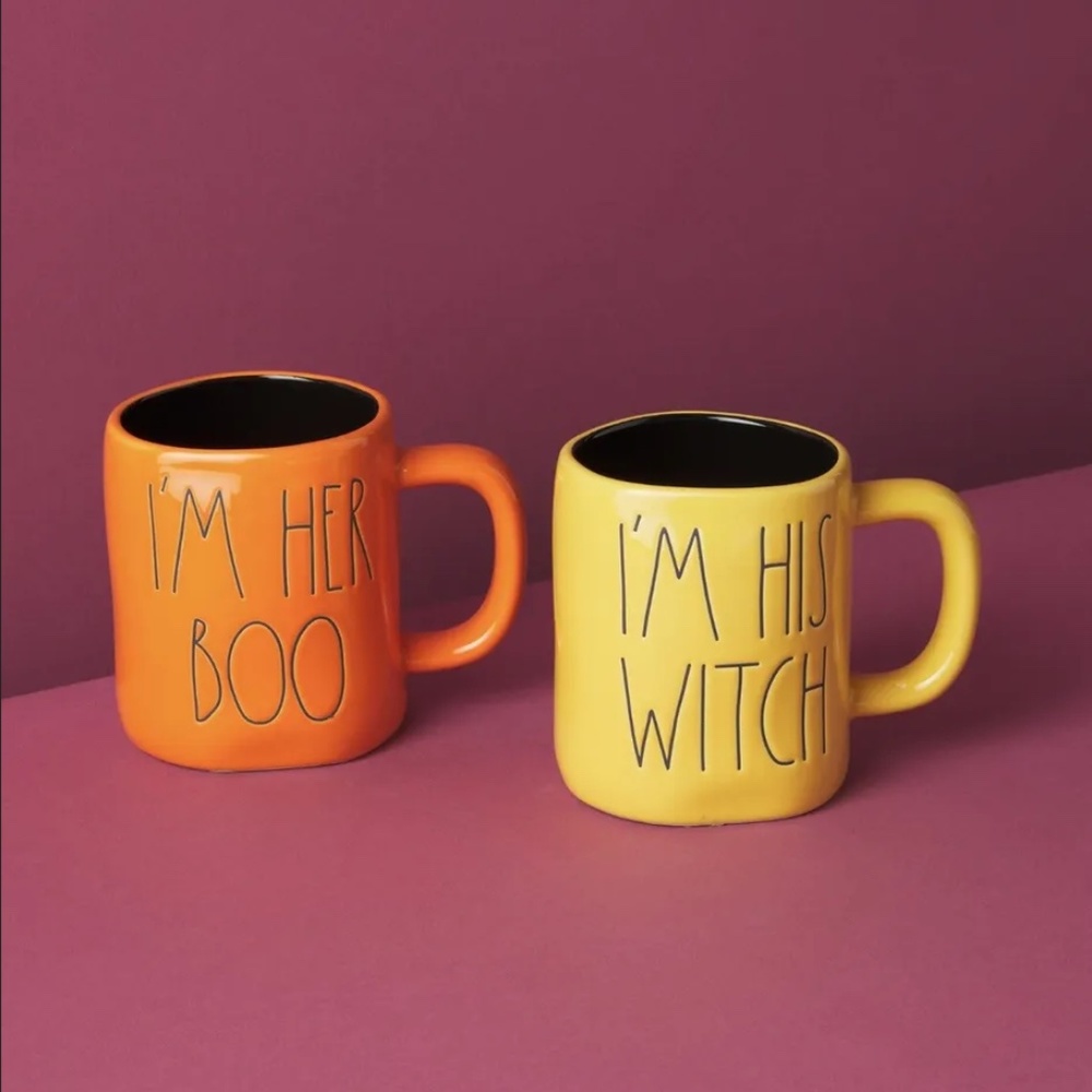 Rae Dunn IM HER BOO & IM HIS WITCH Halloween Mug Set
